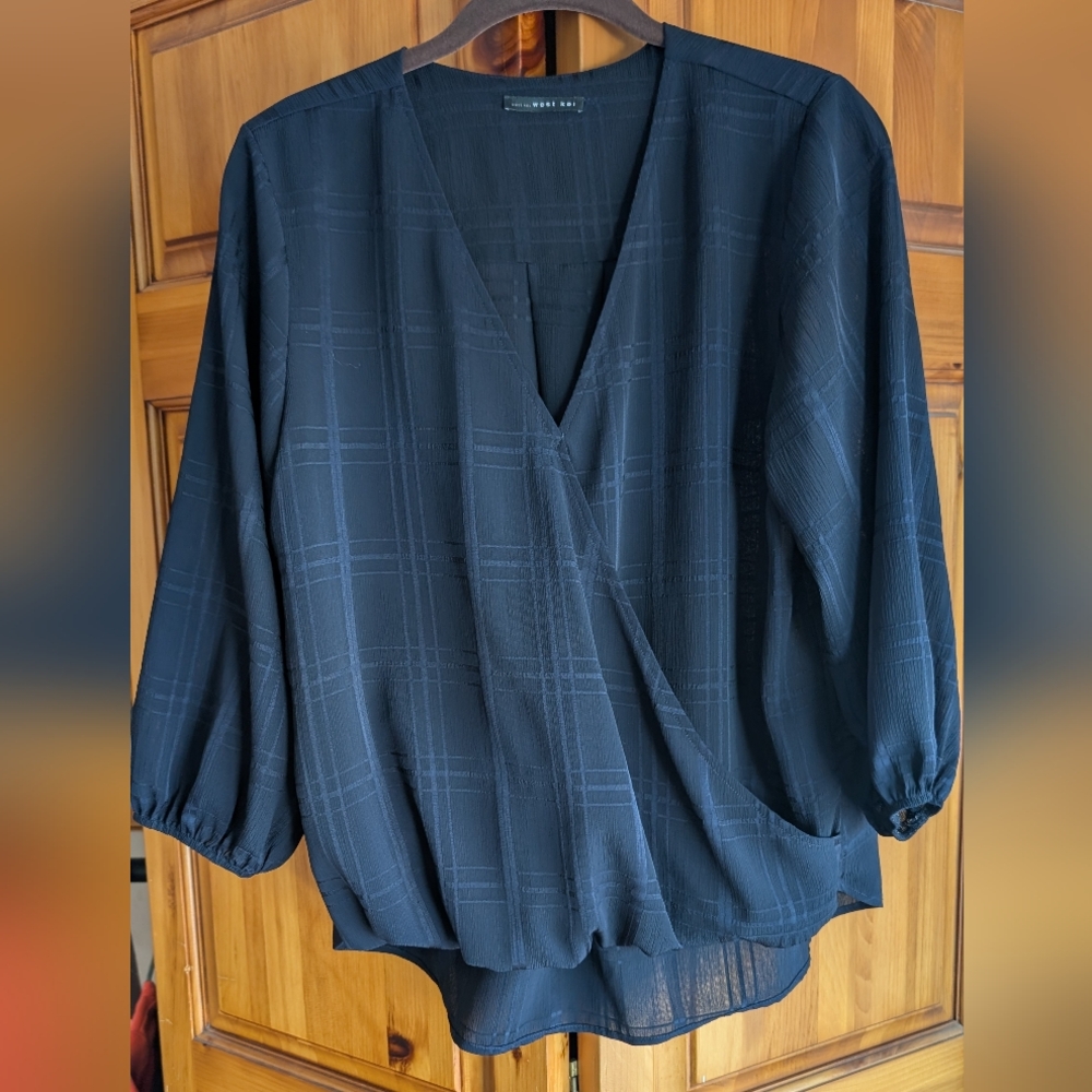 West Kei Faux Wrap 3/4 Sleeve Blouse